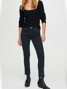 New AGOLDE Jeans Black Size 34 Toni Mid Rise Straight Ankle Back To School Glam
